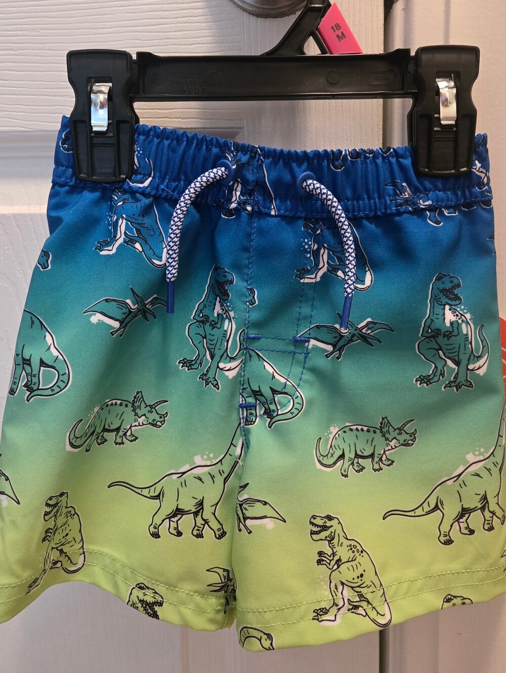 Swim Trunks- Boys Blue-Green Dinosaur Design. Size 18 Months..BNWT